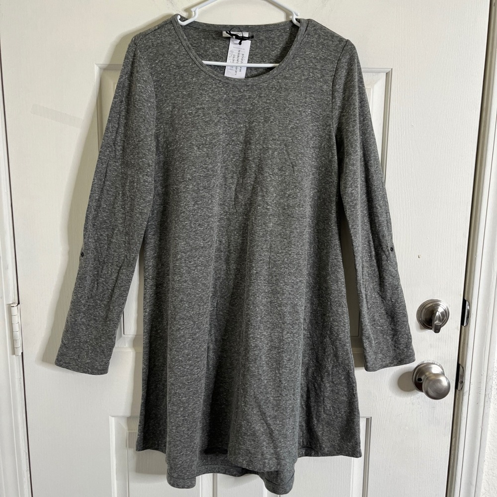 Z Supply Double Knit Symphony Dress Women S Grey NEW Roll Tab Sleeve Loungewear - Picture 4 of 9